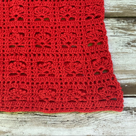 Vintage red crochet top, hollow knit, peek a boo retro shirt, Valentines, XS - Picture 13 of 14